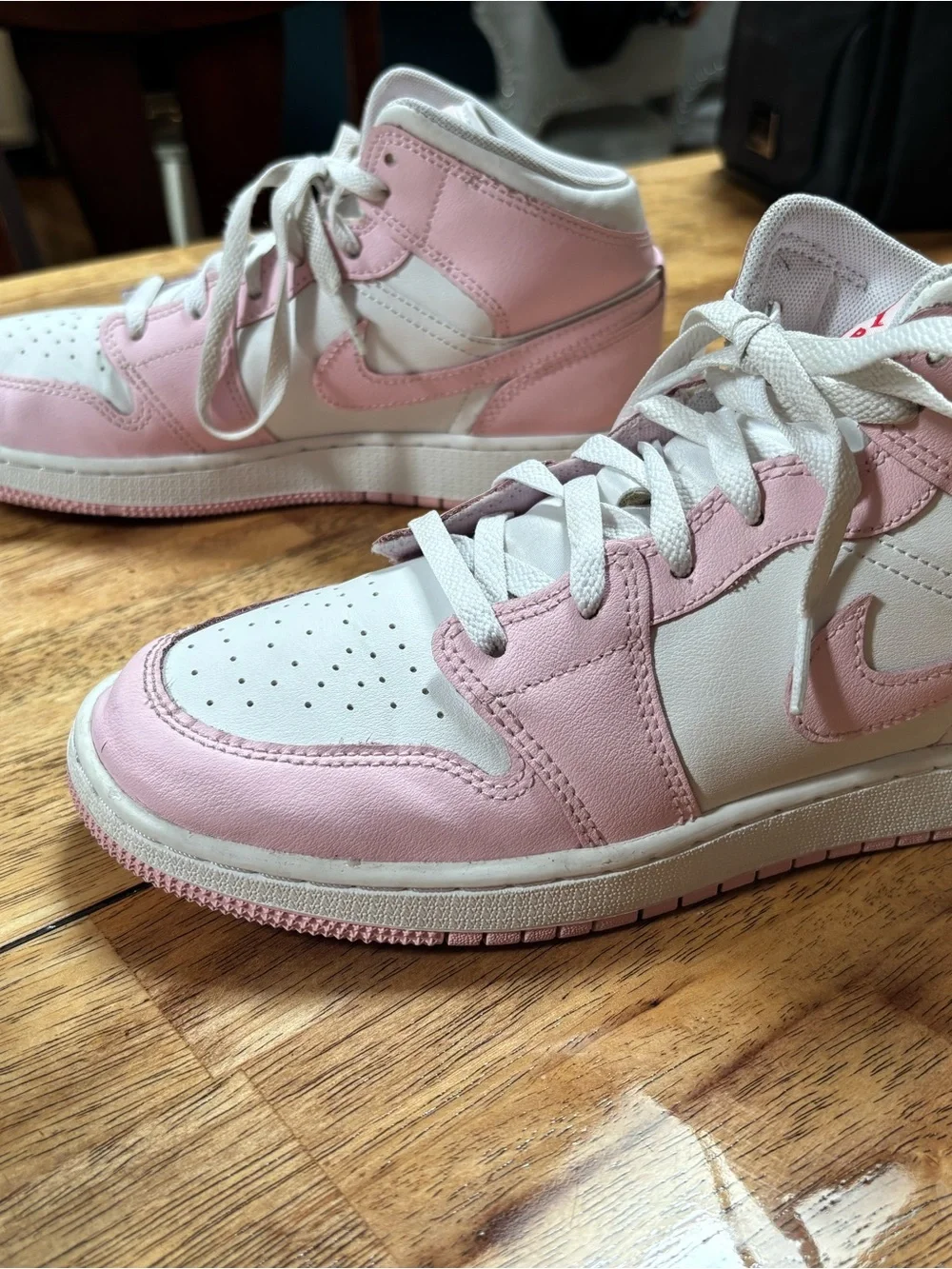 Nike Pink and White High-Top Sneakers